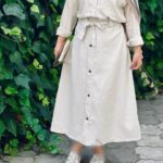 دامن لنین دکمه‌چوبی (157)