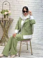 کت شلوار وشومیز سه تیکه دلنازمغزی دوزی (۱۰۰)