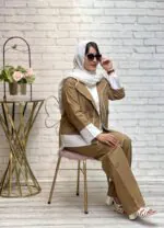 کت شلوار وشومیز سه تیکه دلنازمغزی دوزی (۱۰۰) - Image 10