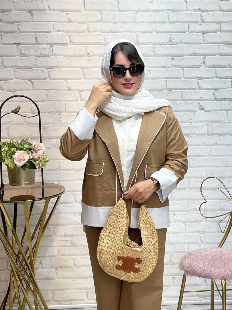 کت شلوار وشومیز سه تیکه دلنازمغزی دوزی (۱۰۰) - Image 5