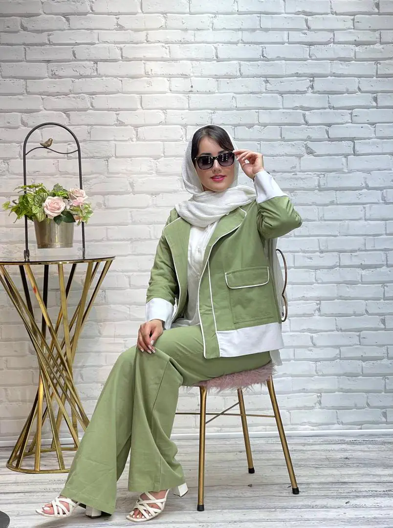 کت شلوار وشومیز سه تیکه دلنازمغزی دوزی (۱۰۰) - Image 6