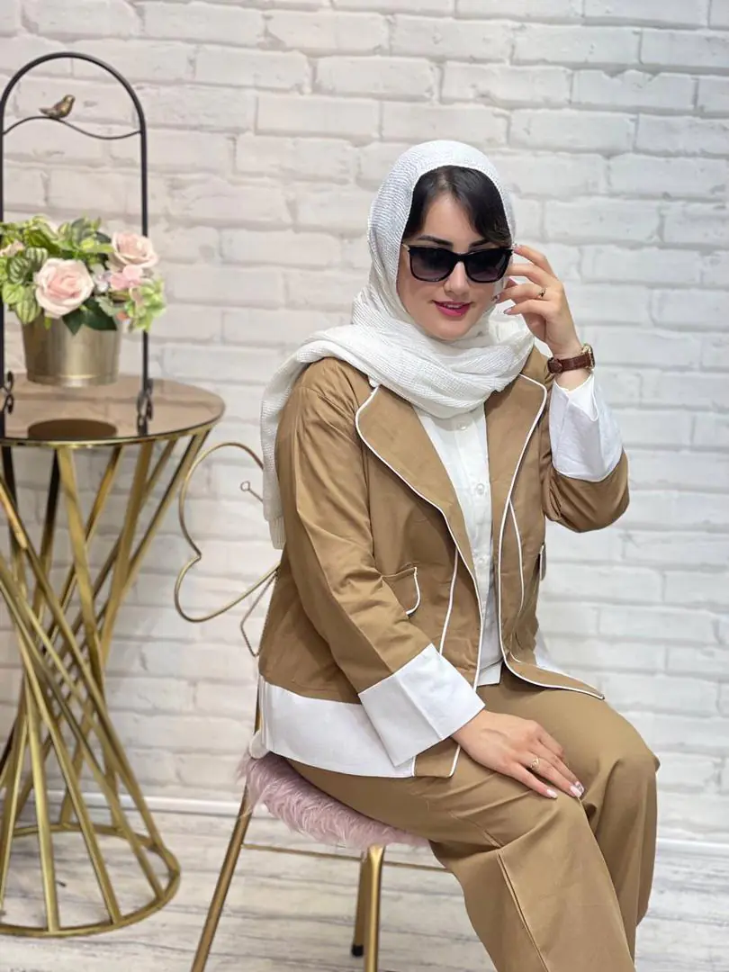 کت شلوار وشومیز سه تیکه دلنازمغزی دوزی (۱۰۰) - Image 11