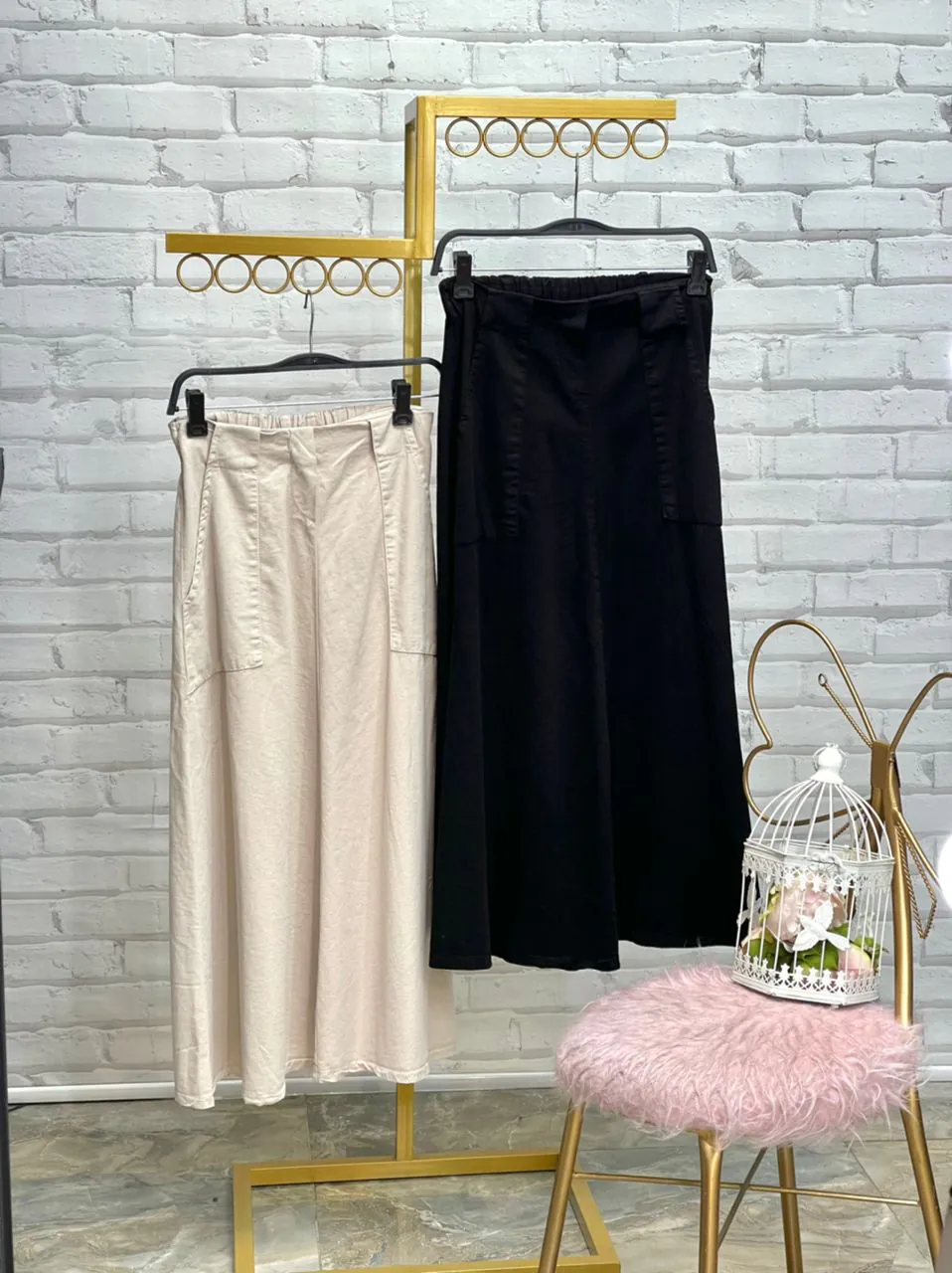 دامن مشکی کتان نخ (164)