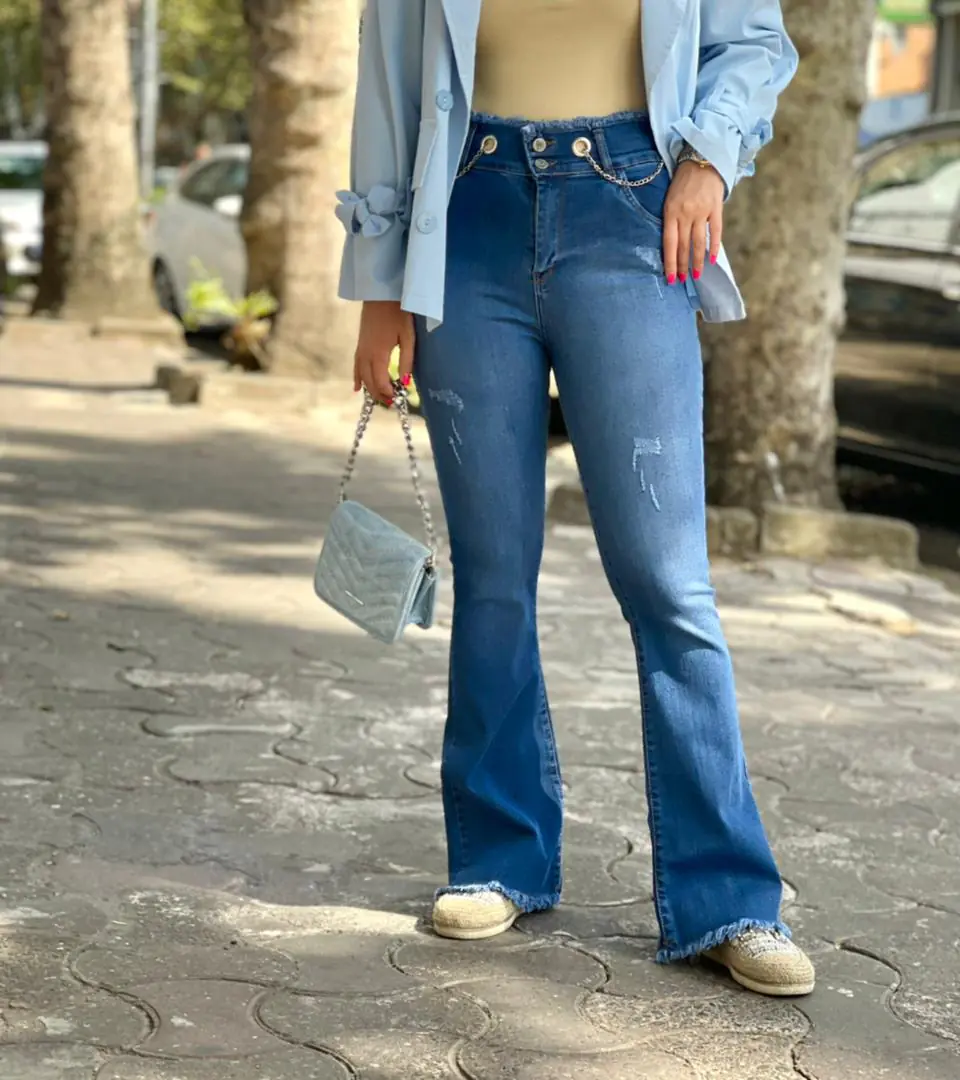 شلوار بوت‌کات پایین وکمر ریش (207) - Image 4