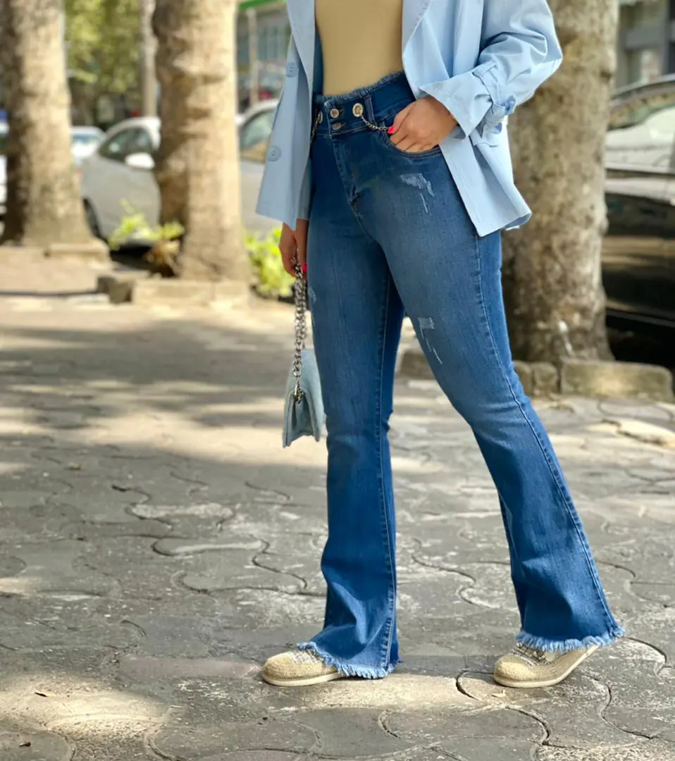 شلوار بوت‌کات پایین وکمر ریش (207) - Image 6