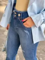 شلوار بوت‌کات پایین وکمر ریش (207) - Image 7