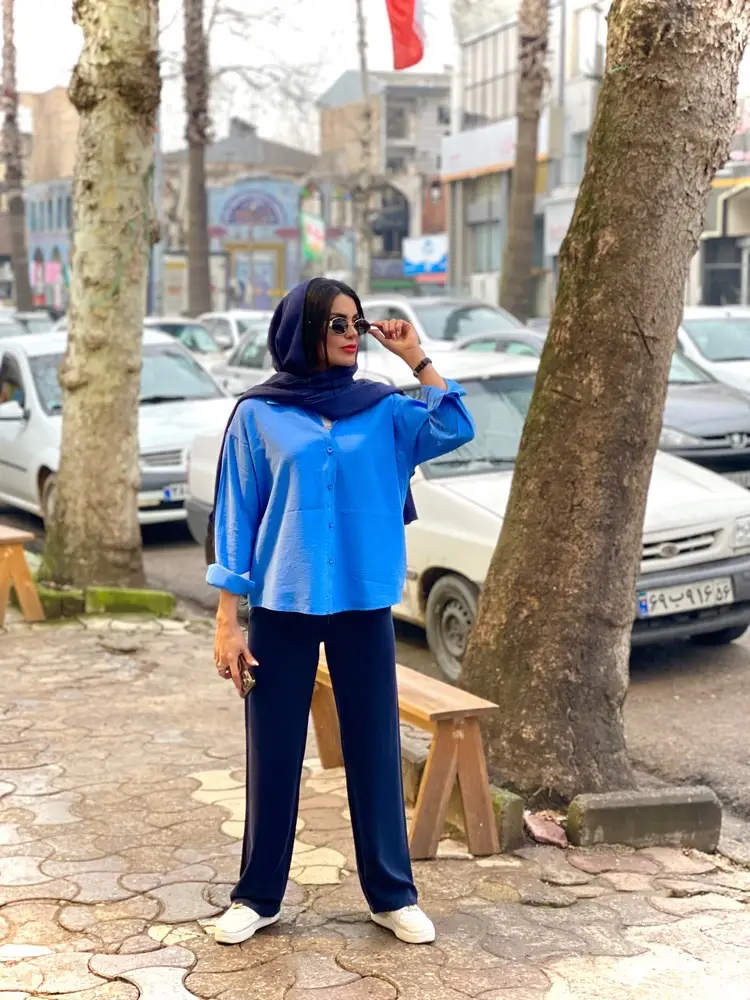 شومیز سیلک رنگی آسمان (601) - Image 14